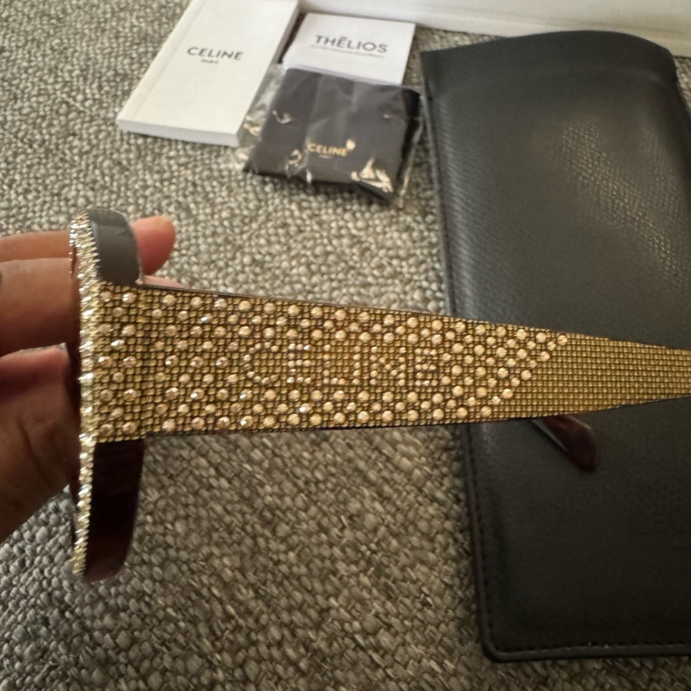 NEW Celine CL4240IS Brown Crystal Embellished Sunglasses $1050 - Picture 7 of 13
